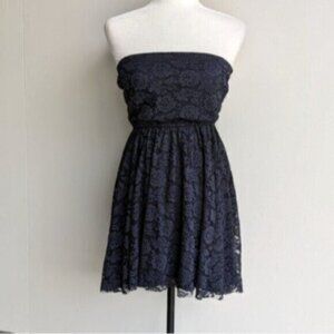 NWT Hollister blue lace strapless mini dress